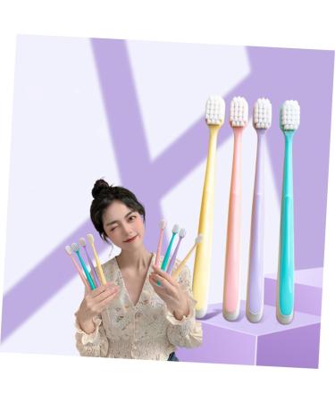 4-Piece Soft Cotton Toothbrush Set - Large Head Plastic Oral Hygiene Brushes for Women | Macaron Colors | Body Care - Buy Online on GoSupps.com
