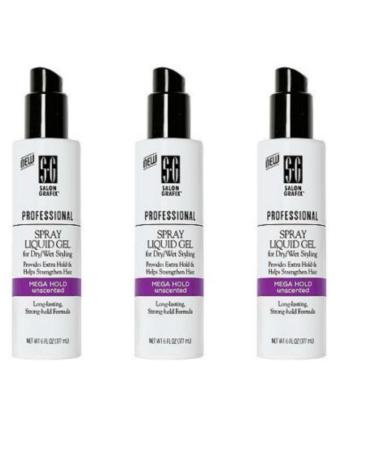 Salon Grafix Professional Spray Liquid Gel Mega Hold Unscented 6 oz (Pack of 3)