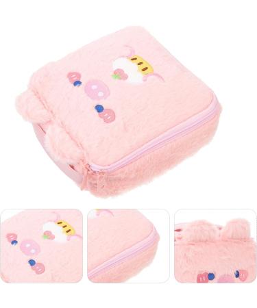 Healvian Plush Period Tampon Pouch & Makeup Bag - Pink Cartoon Coin Purse for Girls & Women - Buy Online on GoSupps.com