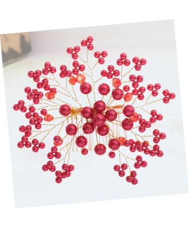 Beaupretty Wedding Hair Comb 1pc bridal hair combs flower hair comb wedding floral hair barrettes bridal veil comb pearl hair side combs hair comb vintage hair comb red hair clip Miss Korean - Buy Online on GoSupps.com