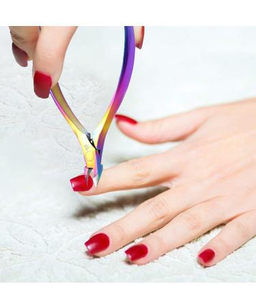Cuticle Cutter with Cuticle Pusher 2pcs Premium Stainless Steel Cuticle Removal Tool Upgraded Sharp Edge Built-in Spring Manicure Set for Fingernails & Toenails 2Pcs Multi-color - Buy Online on GoSupps.com