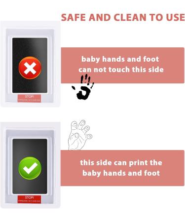 Baby Handprint and Footprint Kit 2 Pcs Clean Touch Baby Ink Pads for Hands and Feet with 4 Stamp Cards Safe Non-Toxic Inkless Handprint Kit for Baby Handprint Family Keepsake Gifts (Black) - Buy Online on GoSupps.com