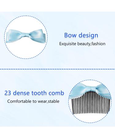 Hair Combs Slides for Women Side Bun Fine Hair Satin Bow Girls Decorative(Blue) - Buy Online on GoSupps.com