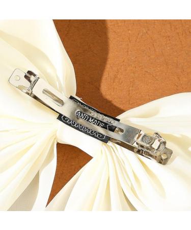XPEX Set of 3 Large French Knot Hair Clips with Long Silky Satin Ribbon Girl Hair Bow Solid Colour Large Bow Hair Pins Bows - Buy Online on GoSupps.com