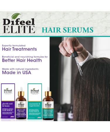 Difeel Elite Niacinamide + Vegan Keratin Hair Serum 2 oz | Hydrating Growth Formula | International Shipping Available - Buy Online on GoSupps.com