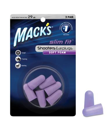 Mack s Slim Fit Soft Foam Shooting Ear Plugs 3 Pair - Small Earplugs for Hunting Tactical Target Skeet and Trap Shooting | Made in USA
