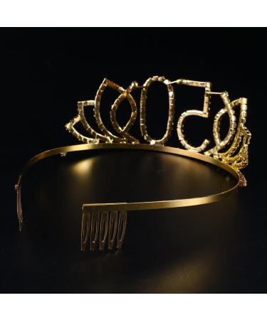 Frcolor 50th Birthday Tiara - Crown Diadem with Crystal Rhinestones & Hair Comb - Elegant Gift for Women (Gold) - Buy Online on GoSupps.com