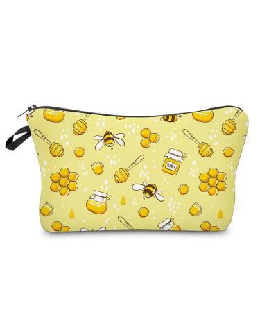 Cosmetic Bag for Women Adorable Roomy Small Makeup Bags Accessories Organizer Travel Waterproof Toiletry Bag Honey Bee