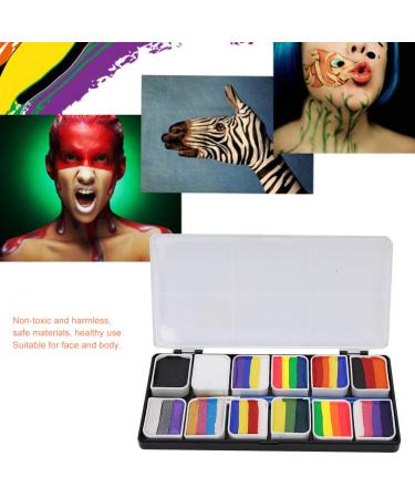 Professional Face Body Paint Kit - 12 Colors with Brushes | Safe Halloween Makeup Palette for Parties & Body Art - Buy Online on GoSupps.com