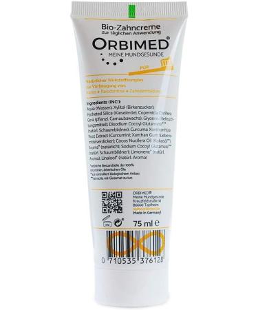ORBIMED Organic Toothpaste PUR - Mint Flavor Vegan Fluoride-Free 75ml | Natural Cosmetic for Healthy Smiles - Buy Online on GoSupps.com