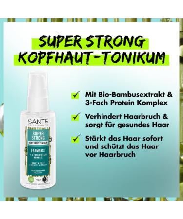 SANTE Naturkosmetik Super Strong Bamboo Scalp Tonic + Triple Protein Complex Vegan Tonic for Strength and Fullness Strengthens and Nourishes Hair Without Rinsing 75 - Buy Online on GoSupps.com