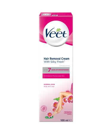 Veet Pure Hair Removal Cream Legs & Body Normal Skin 100ml each 1 Spatula Long Lasting Smoothness Hydrates & Exfoliates Skin Least Number of Ingredients (Packaging may vary)