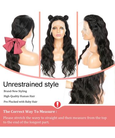 PAPYON 24 Inch Body Wave Lace Front Wig | Pre Plucked 150% Density | Brazilian Virgin Human Hair | Natural Color 13x4 Glueless Frontal Wig with Baby Hair for Women - Buy Online on GoSupps.com