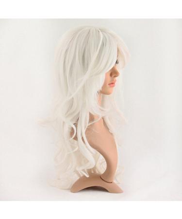 MapofBeauty 24 inch Curly Wig with Side Bangs - Sexy & Charming White Wig for International Shipping - Buy Online on GoSupps.com