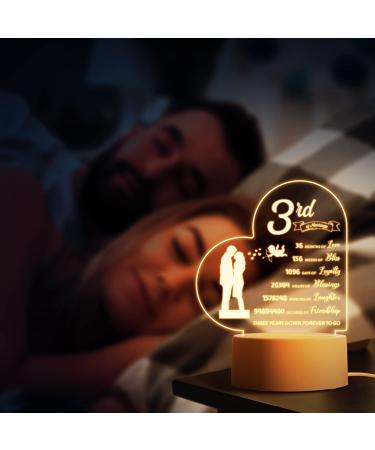 Buioata 3rd Anniversary Wedding Gifts-Acrylic Night Light 3rd Anniversary Wedding Gifts for Husband/Wife 3rd Wedding Gifts for Him/Her Wedding Gifts for Love. For 3rd Wedding - Buy Online on GoSupps.com