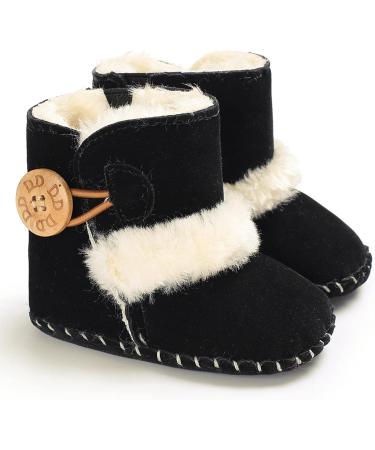 EDOTON Baby Warm Booties with Button Design | Soft Non-slip Sole | Winter Snow Boots for 0-6 Months | Black - Buy Online on GoSupps.com
