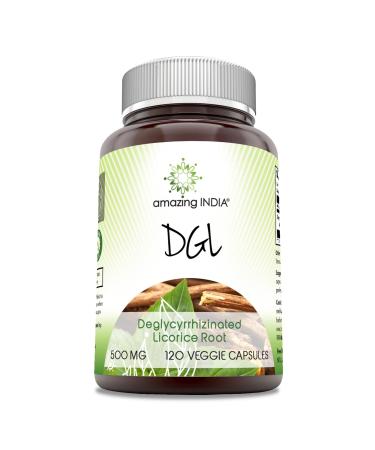 Amazing India DGL 500 mg 120 Veggie Capsules Supplement | Non-GMO | Gluten Free