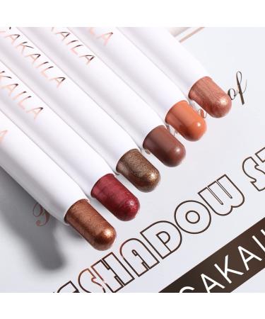 6PCS Matte & Shimmer Eyeshadow Stick Set | Creamy & Waterproof | Highlighting Pigmented Eye Shadow Pencils | Includes 2PC Double End Brush - Buy Online on GoSupps.com
