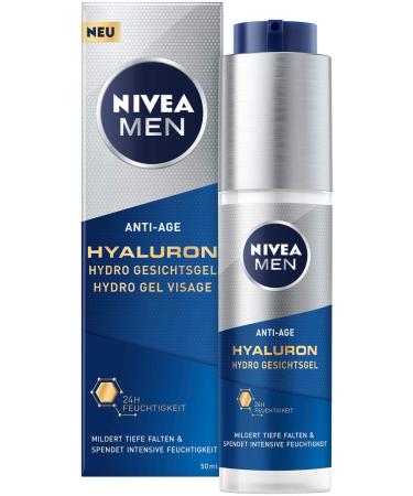 Beiersdorf NIVEA MEN AntiAge Hyaluron Hydro facial gel 50 ml moisture gel reduces even deep wrinkles quickly absorbed facial care with hyaluronic acid 100 g 2er Pack Single