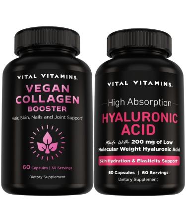 Vital Vitamins Vegan Collagen Booster 60 ct + Hyaluronic Acid Capsules 60 ct