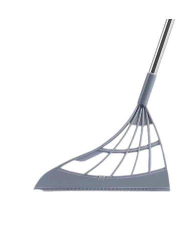 A small carpet sweeper with adjustable magic broom used for cleaning hair and pet hair and a cleaner for kitchen walls and windows. Manual silent non-electric sweeper for bathroom and hardwood. grey