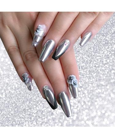 PrettyDiva Silver Chrome Nail Powder - Rose Gold Mirror Effect Manicure Pigment - Buy Online on GoSupps.com