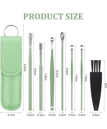 Vicloon Ear Wax Removal Kit - 12 Pcs Stainless Steel Ear Pick Set with PU Storage Bag - Reusable Ear Cleaner for Kids & Adults - Blue-Green - Buy Online on GoSupps.com