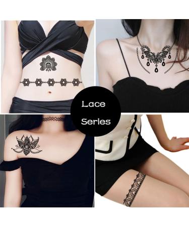 6 Sheets Mandala Henna Tattoo Black Lace Sticker - Waterproof Temporary Tattoos for Women - Bridal & Festival Chic Designs - Buy Online on GoSupps.com