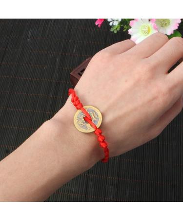 Xuebai Chinese Feng Shui Wealth Lucky Copper Coins Pendant Red String Bracelet - Attract Prosperity & Good Luck - Buy Online on GoSupps.com