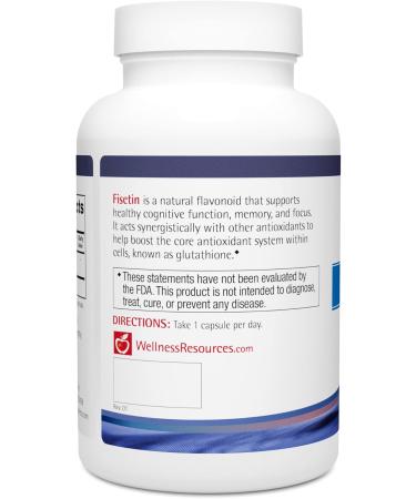 Wellness Resources Fisetin - Novusetin Fisetin Supplement for Longevity Memory Focus Brain Health - Senolytic and Situin Activator - Gluten-Free Non-GMO Vegan (100mg 90 Capsules) - Buy Online on GoSupps.com