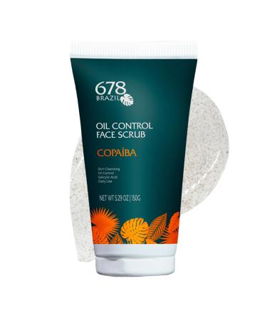 678Brazil Oil Control Face Scrub - Micro-Exfoliation for Oily and Acne-Prone Complexion - Oil Balance with Copaiba Glycolic & Salicylic Acids Olive Seed & Rice Grain Microspheres - 150g / 5.29oz