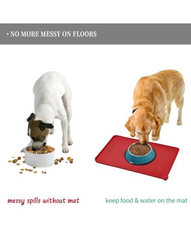 Reopet Waterproof Silicone Pet Feed Mat - Elevated Edges for Dogs & Cats | 60x40 cm Red - International Shipping Available - Buy Online on GoSupps.com