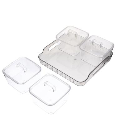 Alipis 1 Set Four Grid Fruit Plate Decor Platter Tray Food Tray Caviar Snack Holder Vegetable Biscuit Box Grey 21X21X8CM