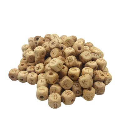 52pcs 10mm Square Wood Alphabet Letter Beads - Natural Beech Wooden Beads for Jewelry Making DIY - Alphabet Beading Necklace Kit - Buy Online on GoSupps.com