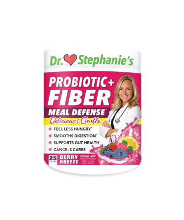 Meal Defense Drink Mix by Dr. Stephanie s - Fiber & Probiotics Smooth Digestion & Blood Sugar Support - Psyllium Husk & Berry Breeze Natural Flavor