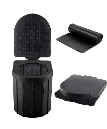 SFSUMART Outdoor Emergency Toilet for Camping Hygiene & Sanitation, Portable Foldable Potty for Car Travel Hiking Fishing Long Trips Black with Cover