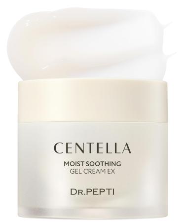 dr.pepti Centella Moist Soothing Gel Cream EX - Korean Face Moisturizer Cooling Hydrating for Sensitive Irritated Skin - Hyaluronic Acid Peptides Ceramide Makeup Booster Cream 2.37 fl.oz