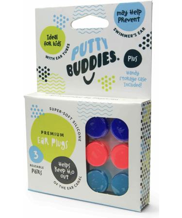 Putty Buddies Original Swimming Earplugs - 3-Pair Pack in Purple/Teal/Magenta - Soft, Comfortable Ear Plugs for Kids - Water Block Technology - Buy Online on GoSupps.com