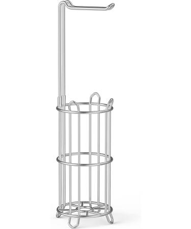 Meangood Free Standing Toilet Paper Holder Stand - Metal Wire Bathroom Tissue Roll Dispenser for 4 Mega Rolls - Silver - Buy Online on GoSupps.com