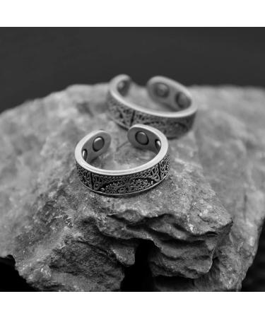 Vicmag 4X Strength Magnetic Copper Rings for Women | 3500 Gauss Magnets | Adjustable Pure Copper | 2PCS Set in Jewelry Gift Box | Silver Life Tree Design - Buy Online on GoSupps.com