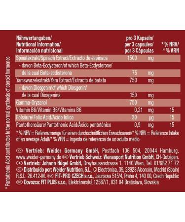 Weider Beta-Ecdysteron Capsules - Premium Muscle Building Supplement with Diosgenin & Gamma Oryzanol - High Dose 150 Capsules (1 Pack) - Buy Online on GoSupps.com