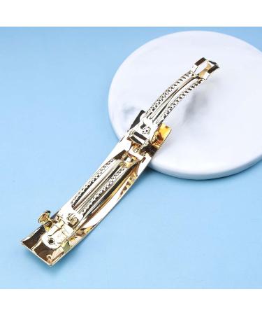 Iaceble French Metal Bar Hairclip Barrette - Gold Geometry Rectangular Hair Clip for Women and Girls - Buy Online on GoSupps.com