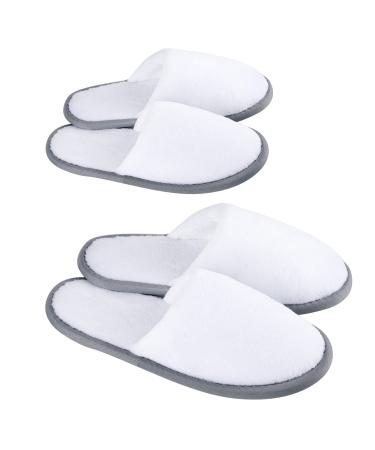 Spa Slippers, Closed Toe(12 Pairs - 6L,6M) Disposable Indoor Hotel Slippers, Fluffy Coral Fleece, Padded Sole for Comfort- for Guests, Hotel, Travel White 12 Pair (Pack of 1)