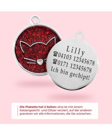Personalized Ibera Gifts for Medium to Large Cats - Engraved Collar & Red Glitter Neck Band - Buy Online on GoSupps.com