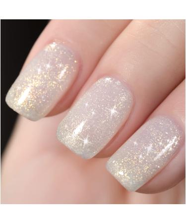 GAOY Shimmer Gel Nail Polish  16ml Translucent Jelly Glitter Gel Polish  Soak Off UV Gel for Nail Art DIY at Home  1609 Milky White