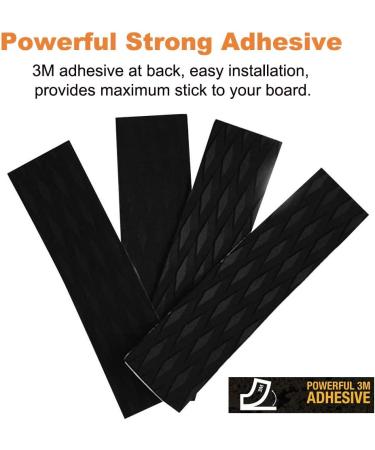 4-Piece Black Surfboard Traction Pads - Anti-Slip Front Pad for Surfboards, Skimboards, Shortboards, Longboards, and Kayak - Buy Online on GoSupps.com