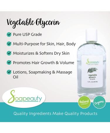 Organic USP Grade Vegetable Glycerin | Non-GMO Natural | for Cosmetic, Skin, Hair Care, Soap Making | 32 oz - Soapeauty - Buy Online on GoSupps.com