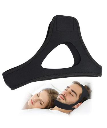 Snoring Chin Strap for Comfortable Sleep Mouth Nasal Breathing Air Flow Jaw Strap Sleep Mask Support Belt for Men Women Black