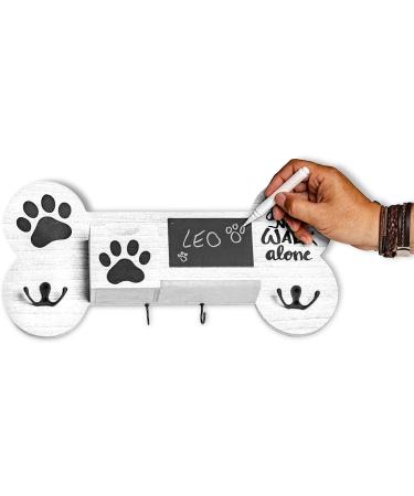 Emotiset Wooden Dog & Pet Accessories Coat Rack - Customizable with Chalkboard in Vintage White | International Shipping Available - Buy Online on GoSupps.com