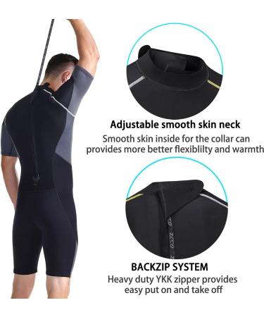 Wetsuit Shorty for Men 1.5mm Neoprene Back Zip Spring Suit | Diving, Surfing, Snorkeling | Black-Gray | XX-Large - Buy Online on GoSupps.com
